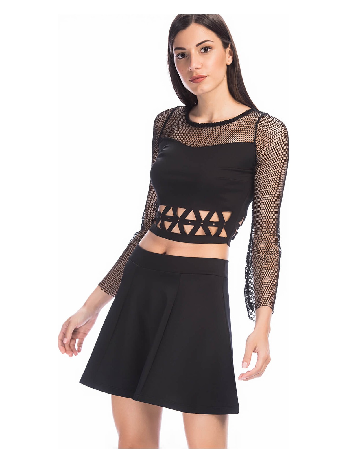 Sense Scuba Volanlı Diz Üstü Etek | ETK13994UZ Siyah