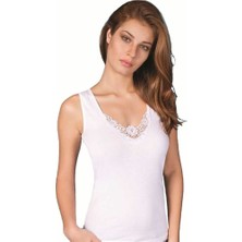 Berrak 6'lı  Kadın Ribana Güpürlü Geniş Askılı Atlet 2018