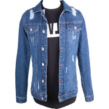 Viking's Line Denim Lazer Işlemli Mavi Mont