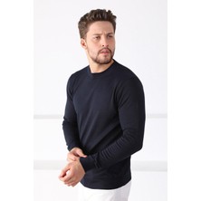 Ferraro Lacivert Bisiklet Yaka Superfine Erkek Triko Kazak