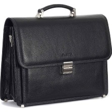 Aka Deri Floter Siyah - Deri Evrak Çantası 290