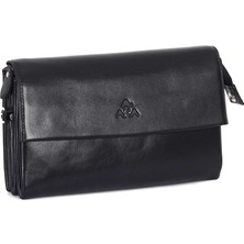 Aka Deri Düz Siyah - Deri El Çantası 309