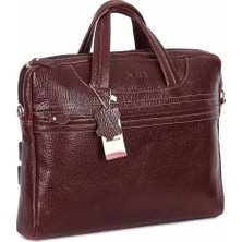 Aka Deri Parlak Kahve - Deri Evrak Çantası 298