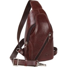 Aka Deri Parlak Kahve - Omuzdan Askılı Deri Çanta 313