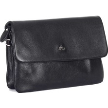 Aka Deri Düz Siyah - Deri El Çantası 337