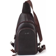 Aka Deri Floter Kahve - Omuzdan Askılı Deri Çanta 314