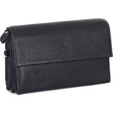 Aka Deri Floter Siyah - Deri El Çantası 309