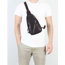 Aka Deri Floter Kahve - Omuzdan Askılı Deri Çanta 313