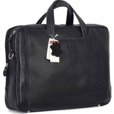 Aka Deri Floter Siyah - Deri Evrak Çantası 245