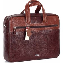 Aka Deri Parlak Kahve - Deri Evrak Çantası 253