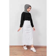 Wathka Ultra Likralı Gabardin Etek - Beyaz