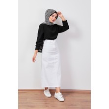 Wathka Ultra Likralı Gabardin Etek - Beyaz