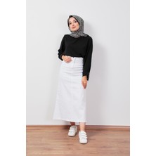 Wathka Ultra Likralı Gabardin Etek - Beyaz