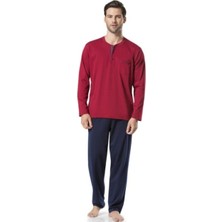 Pierre Cardin 5454  Erkek Penye Pijama Takımı - Bordo