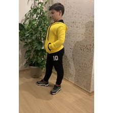 FS Erkek Çocuk Sarı Fermuarlı Kapşonlu Baskılı Sweatshirt