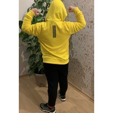 FS Erkek Çocuk Sarı Fermuarlı Kapşonlu Baskılı Sweatshirt