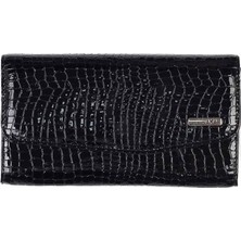 Aka Deri Parlak Siyah  Kadın Cüzdanı (472-43)