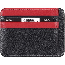 Aka Deri Siyah Kırmızı - Deri Kartlık 004