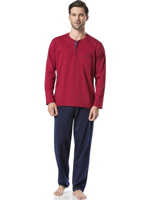 Pierre Cardin Erkek Uzunkollu Bordo Penye Pijama Takımı 5454