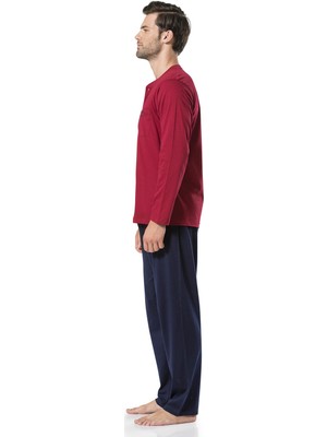 Pierre Cardin Erkek Uzunkollu Bordo Penye Pijama Takımı 5454