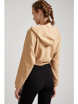 DeFacto Kapüşonlu Beli Bağcıklı Relax Fit Crop Sweatshirt S6402AZ20WN