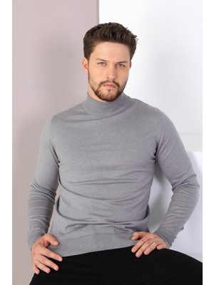 Ferraro O.Gri Yarım Balıkçı Yaka Erkek Triko Kazak