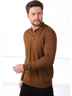 Ferraro Taba Polo Yaka Superfine Erkek Triko Kazak