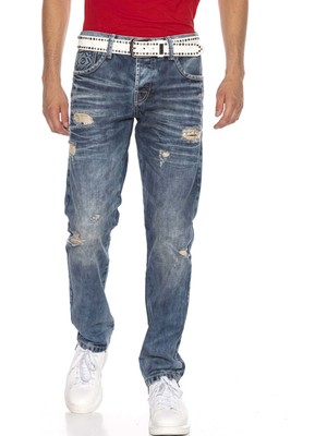 Cipo & Baxx CD655 Düşük Bel Yırtık Detaylı Mavi Erkek Jeans