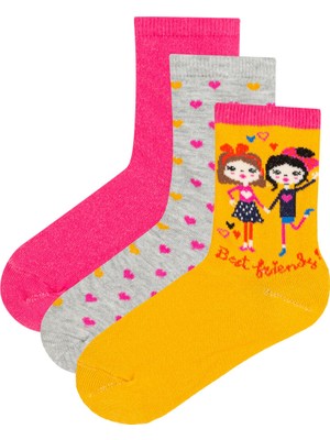 Penti Çok Renkli Kız Çocuk Best Friends 3lü Soket Çorap