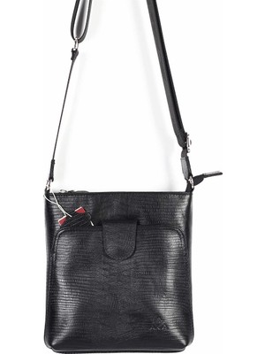 Akaderi Siyah Lazer Desenli - Omuzdan Askılı Deri Çanta 316