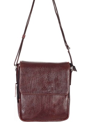 Akaderi Parlak Kahve - Omuzdan Askılı Deri Çanta 303