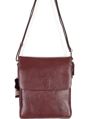 Akaderi Parlak Kahve - Omuzdan Askılı Deri Çanta 360