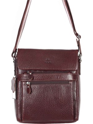 Akaderi Parlak Kahve - Omuzdan Askılı Deri Çanta 323