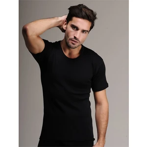 2103 Siyah Kısa Kol Yün Erkek Üst İçlik