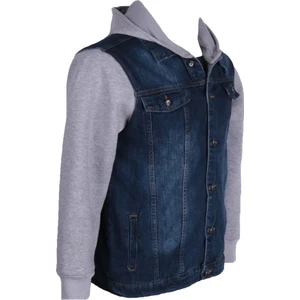 Erkek Kapüşonlu Denim Mont Mavi