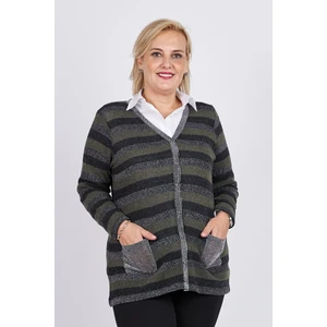Flaş Triko Kadın Çizgili Hırka 3329107 Haki