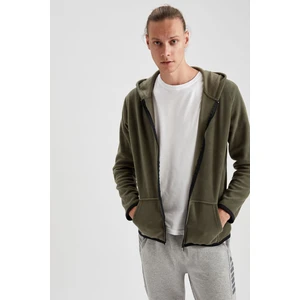 Defacto Fit Slim Fit Kapüşonlu Fermuarlı Spor Polar Sweatshirt S8767AZ20CW