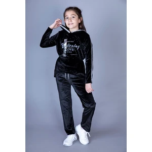 Kız Çocuk Kapüşonlu Kadife Takım