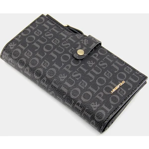 Just Polo Siyah Kadın Baskı Desenli Kilit Detaylı Kartlık Cüzdan JP009