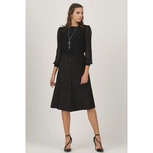 Önü Çıtçıtlı Suni Süet Etek