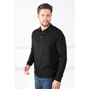 Siyah Polo Yaka Superfine Erkek Triko Kazak