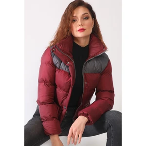 Z6649 Kadın Mont-Bordo-Antrasit