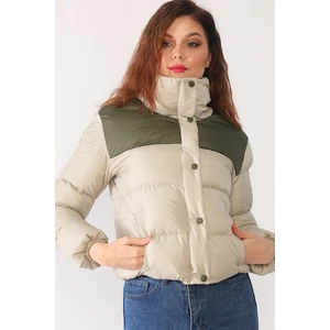 Z6649 Kadın Mont-Taş-Haki