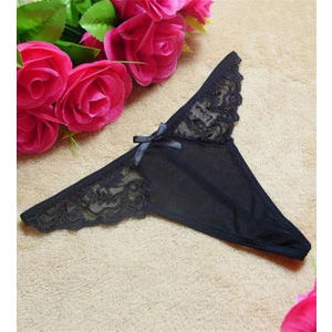 Kadın Fantazi İç Giyim Seksi Transparan Siyah Dantelli Fantezi G String Külot İç Çamaşırı