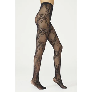 Siyah Roses Fıle Külotlu Çorap