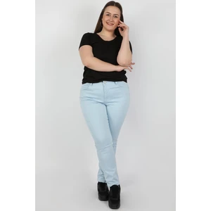 Büyük Beden Pensli Gabardin Pantolon Mavi