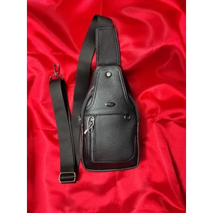 Siyah Çift Taraflı Suni Deri Omuz ve Göğüs Çantası Bodybag