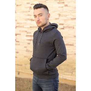 Azıcık Akıllı Erkek Antrasit Kapüşonlu Kanguru Cepli Uzun Kollu Sweatshirt 20EESAKNGR