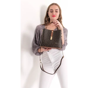 Just Polo Kahverengi-Taba Kadın Kilit Detaylı Omuz Çantası