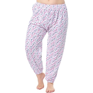 Seher Yıldızı Bayan Tek Alt Pijama Çiçek Desenli Yazlik Battal Boy